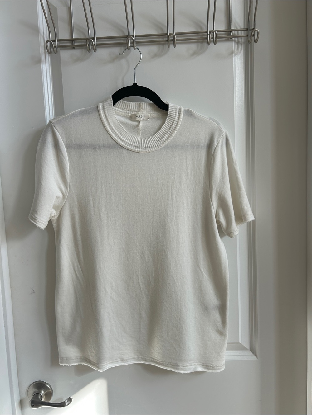 Rag & Bone Cream Knit Short-Sleeve Shirt Women’s Large